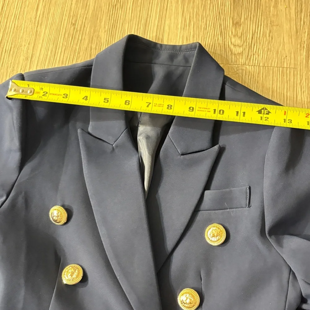 Double Breast Navy Women's Blazer with Gold Buttons Size S - Picture 7 of 10